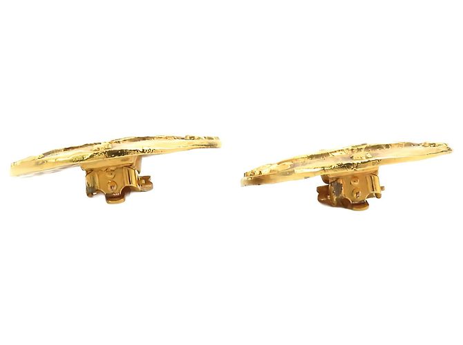 Orecchini a clip rotondi Chanel Gold CC con logo placcato oro - vista 3
