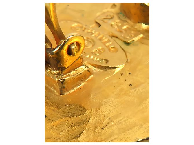 Orecchini a clip rotondi Chanel Gold CC con logo placcato oro - vista 7