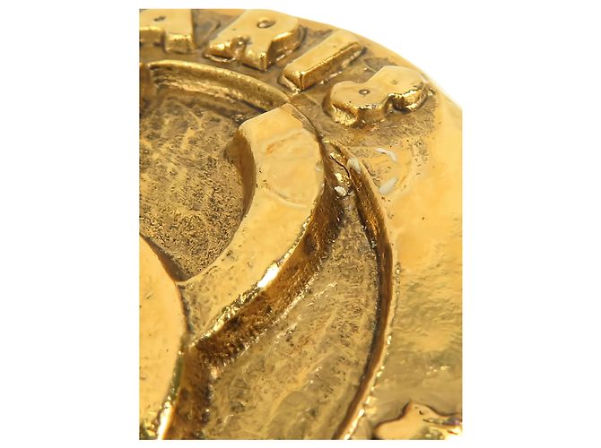 Orecchini a clip rotondi Chanel Gold CC con logo placcato oro - vista 8