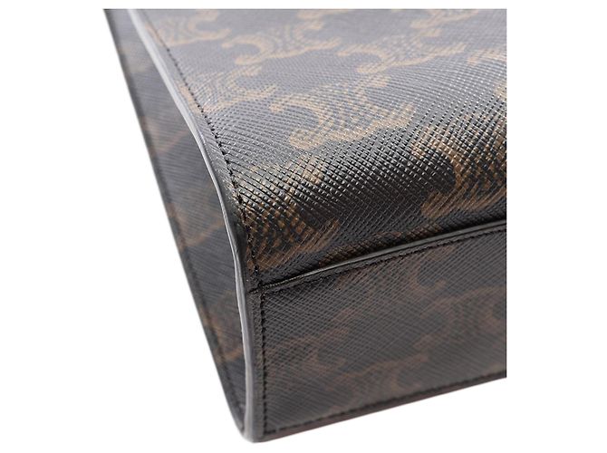 Céline Celine Cabas Vertical Medium Triomphe in tela rivestita marrone - vista 5
