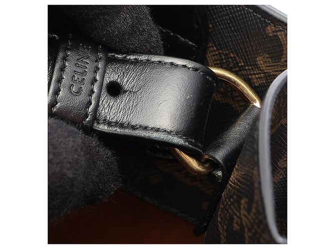 Céline Celine Cabas Vertical Medium Triomphe in tela rivestita marrone - vista 7