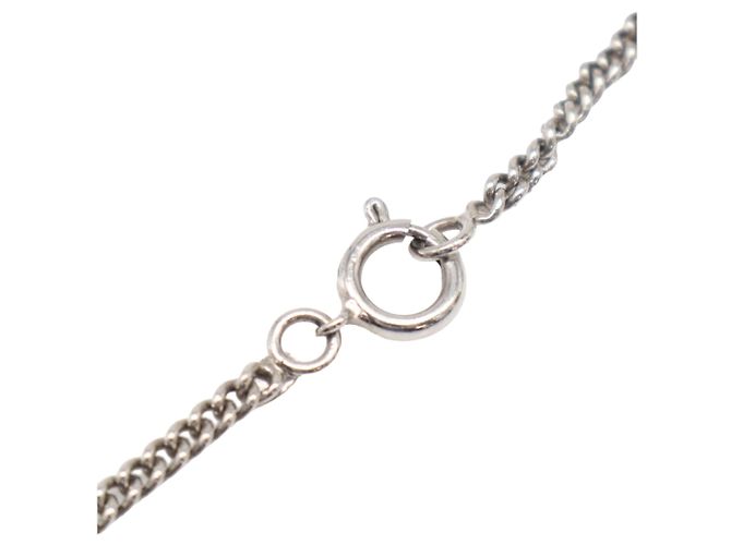 Collana con pendente in resina e ottone borchiato CC argento Chanel - vista 6
