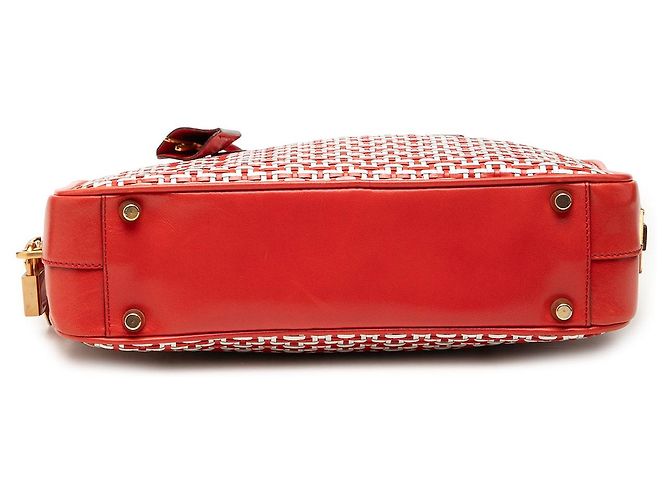 Bolsa de mão Prada Bauletto em pele de cabra trançada vermelha Madras - vista 3