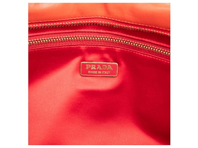 Bolsa de mão Prada Bauletto em pele de cabra trançada vermelha Madras - vista 5