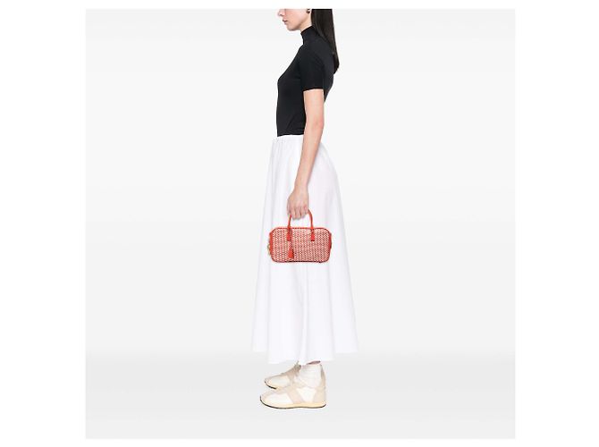 Bolsa de mão Prada Bauletto em pele de cabra trançada vermelha Madras - vista 6