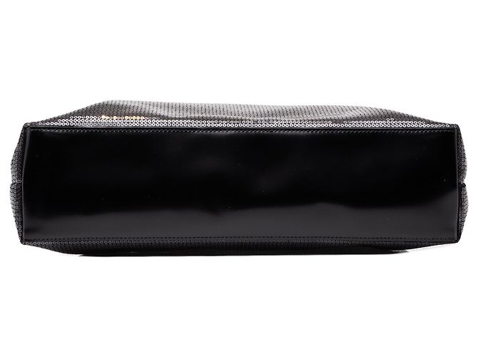 Borsa Tote Prada Large in mesh con paillettes nera con logo - vista 3