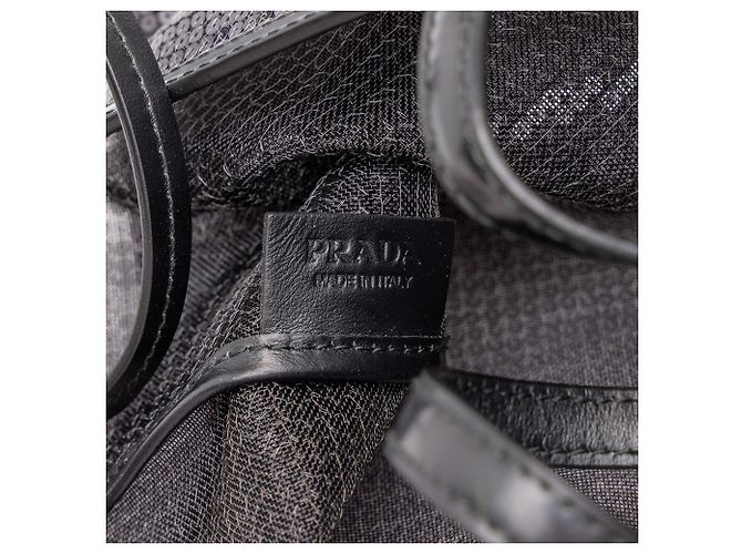 Borsa Tote Prada Large in mesh con paillettes nera con logo - vista 5