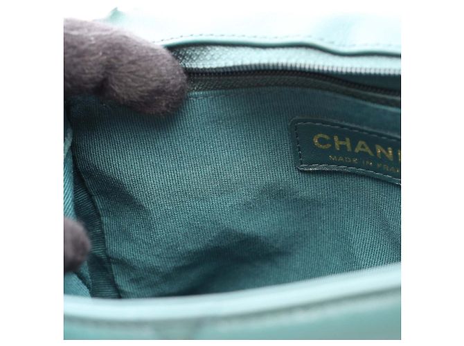 Chanel Mini Square Quilted Lambskin Bijoux Logo Chain Flap Verde - vista 10