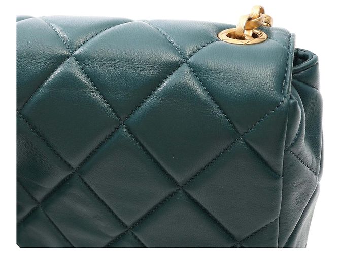 Chanel Mini Square Quilted Lambskin Bijoux Logo Chain Flap Verde - vista 7