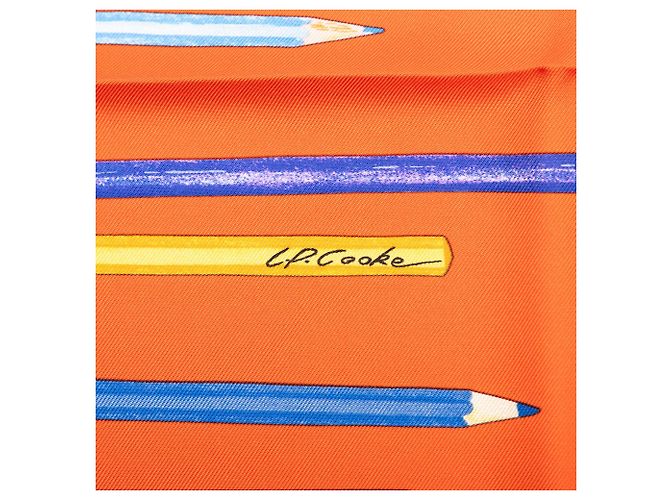 Pañuelo de seda Hermès Orange A Vos Crayons 90 - vista 6