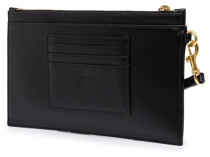 Autre Marque Saint Laurent Black Grain De Poudre Chevron Monogram Bill Pouch - vista 2