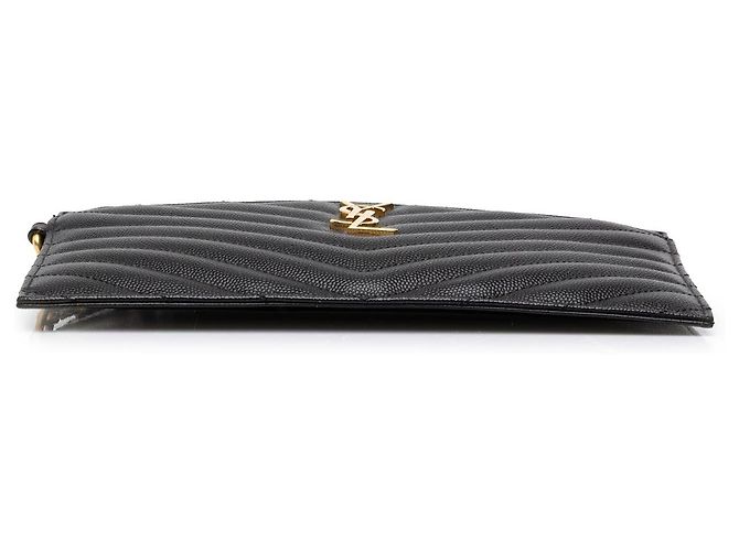 Autre Marque Saint Laurent Black Grain De Poudre Chevron Monogram Bill Pouch - vista 3