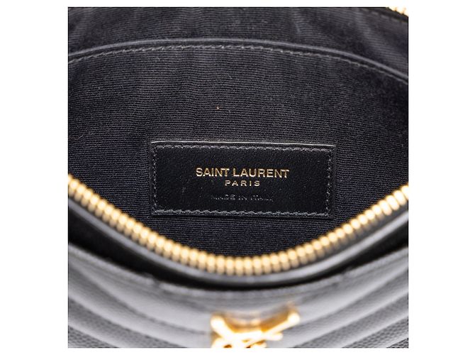 Autre Marque Saint Laurent Black Grain De Poudre Chevron Monogram Bill Pouch - vista 5