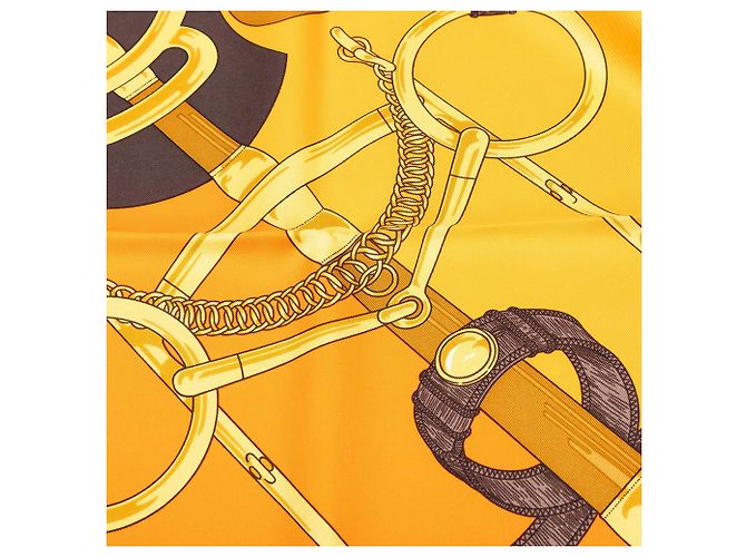 Pañuelo de seda Hermès Orange Eperon D Or 90 - vista 7