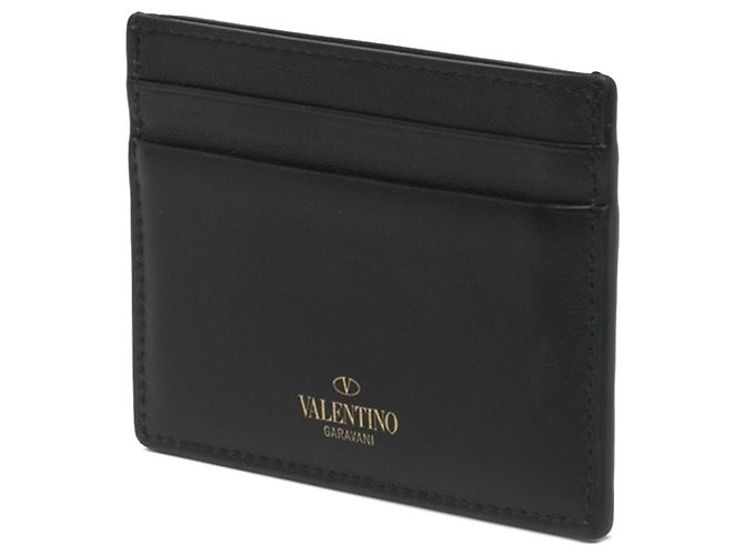Valentino Black Leather Rockstud Card Holder - view 2