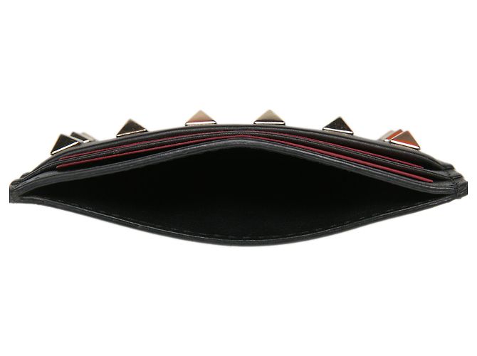 Valentino Black Leather Rockstud Card Holder - view 4
