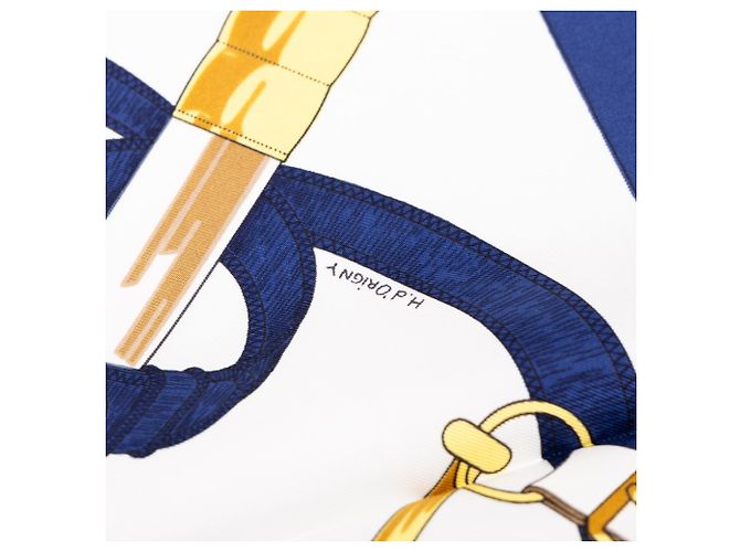 Foulard di seta Hermès White Eperon D Or 90 - vista 4