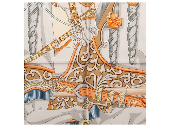 Foulard di seta Hermès White Harnais de Coeur 90 - vista 2