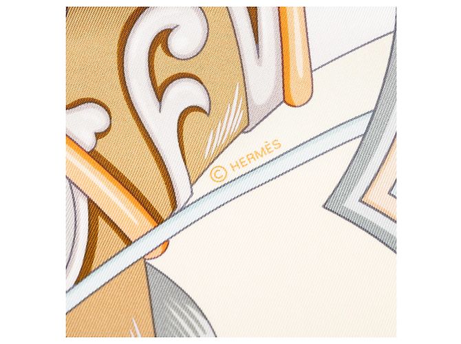 Foulard di seta Hermès White Harnais de Coeur 90 - vista 4