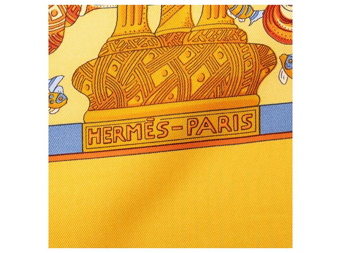 Foulard in seta Hermès Yellow Rencontre Oceane 90 - vista 4