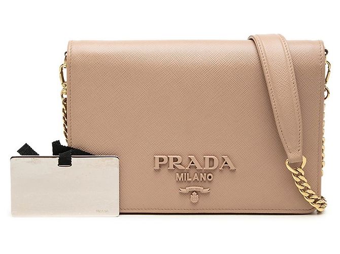 Borsa a tracolla con catena e logo Prada - vista 6