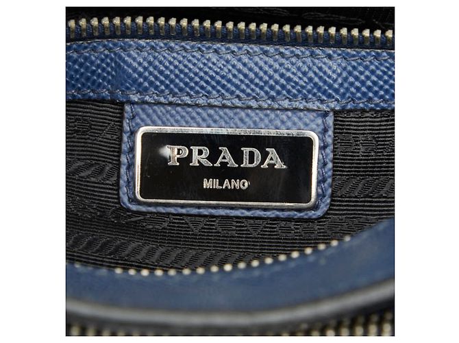 Bolso de hombro Prada de piel Saffiano Navy - vista 11