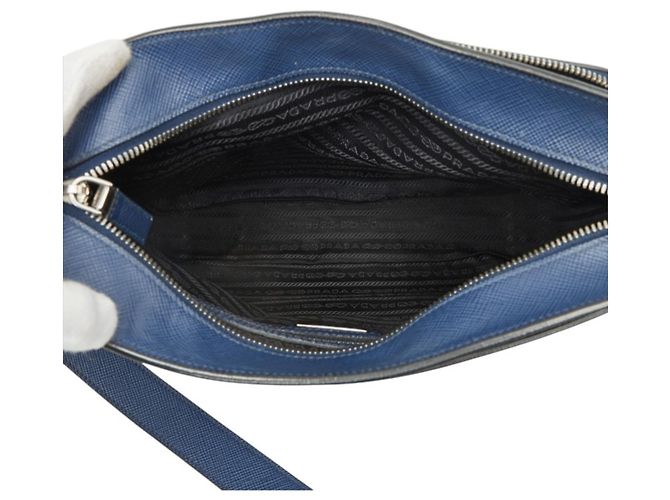 Bolso de hombro Prada de piel Saffiano Navy - vista 8