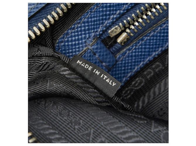 Bolso de hombro Prada de piel Saffiano Navy - vista 9