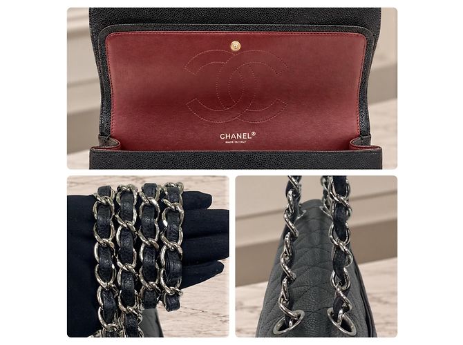 Timeless Chanel Classic Jumbo Double Flap Couro Caviar Preto - vista 11