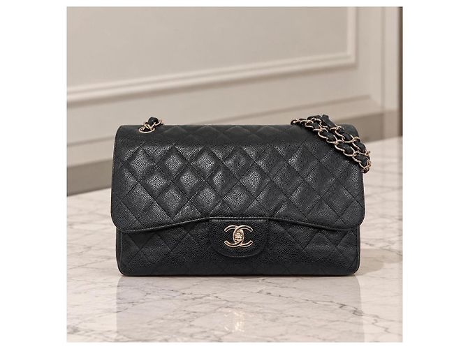Timeless Chanel Classic Jumbo Double Flap Couro Caviar Preto - vista 2