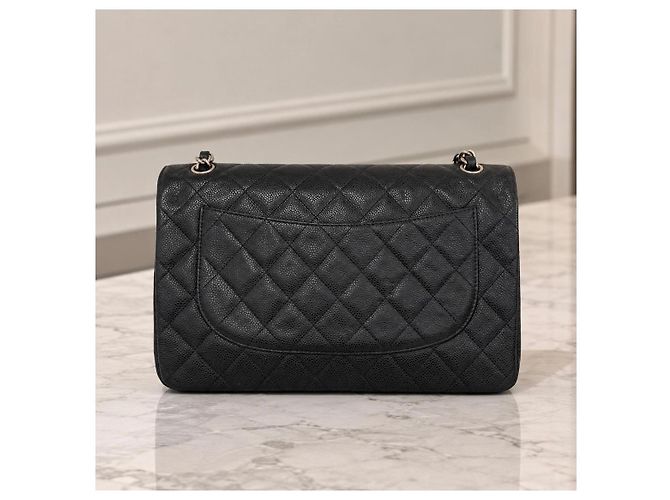 Timeless Chanel Classic Jumbo Double Flap Couro Caviar Preto - vista 3