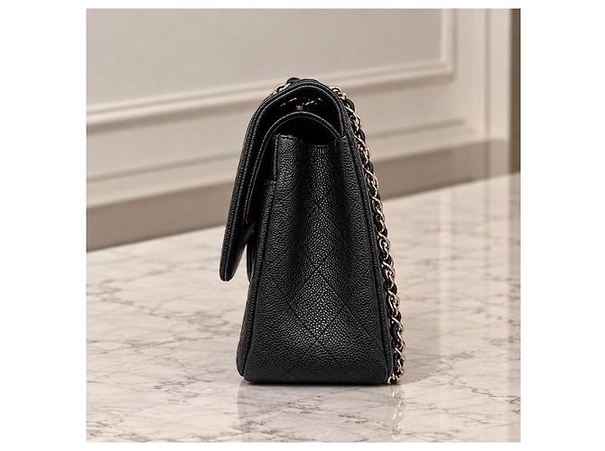 Timeless Chanel Classic Jumbo Double Flap Couro Caviar Preto - vista 5