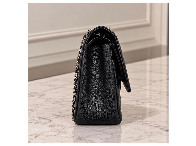 Timeless Chanel Classic Jumbo Double Flap Couro Caviar Preto - vista 6