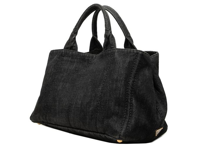 Prada Triangle Logo Plate Canapa Tote Bag - view 2