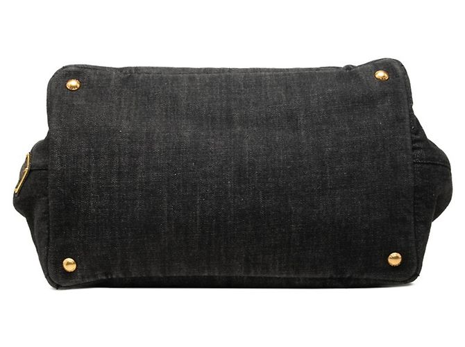 Prada Triangle Logo Plate Canapa Tote Bag - view 3