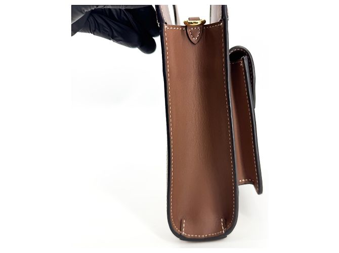Burberry Logo Pocket Leather with Check Canvas Mini - vista 3