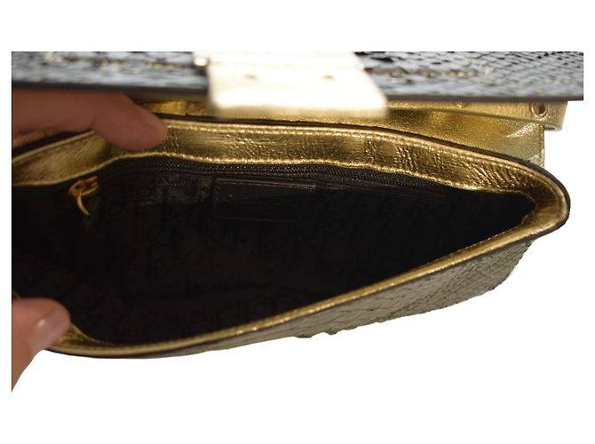 Christian Dior Pochette Cannage in Pitone Metallizzato - vista 18
