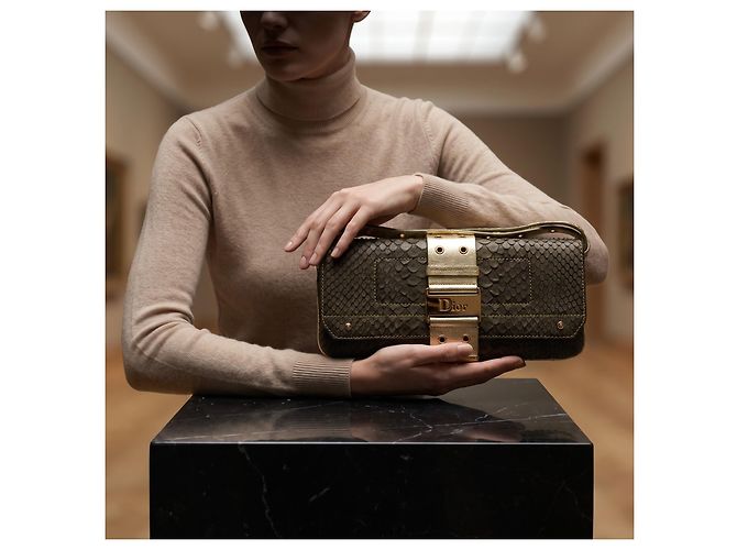 Christian Dior Pochette Cannage in Pitone Metallizzato - vista 3