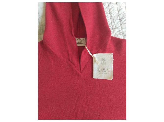 Brunello Cucinelli Roter Kaschmir-Kapuzenpullover - Ansicht 3