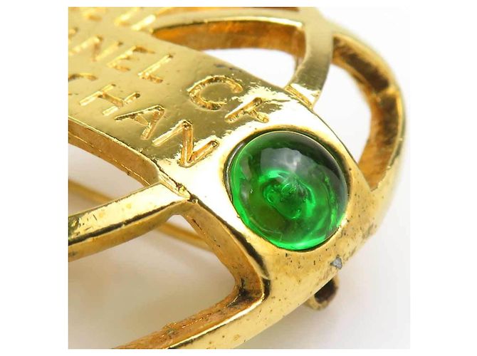 Spilla Chanel Oro Rosso Verde Vetro Metallo - vista 7