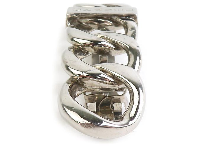 Pasador Chanel de metal plateado - vista 4