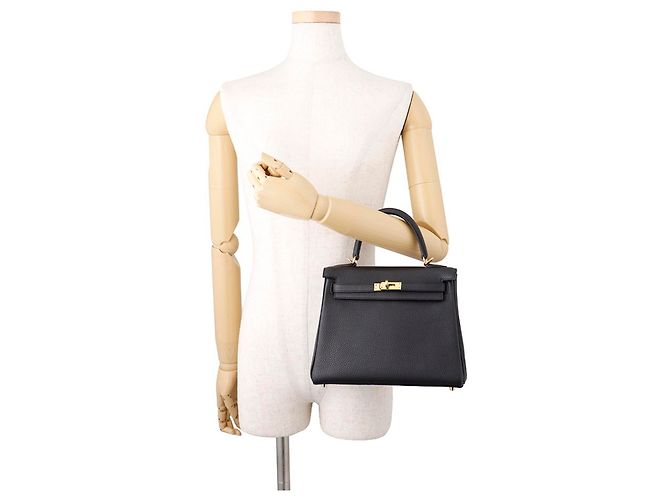 Hermès Borsa Hermes Kelly 25 in pelle Togo nera - vista 4