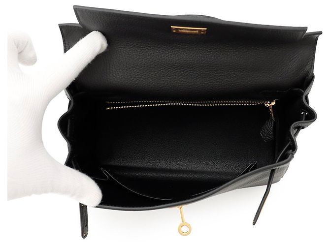 Hermès Borsa Hermes Kelly 25 in pelle Togo nera - vista 6