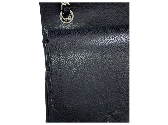 Borsa a tracolla con catena Chanel in vitello grana nera - vista 10