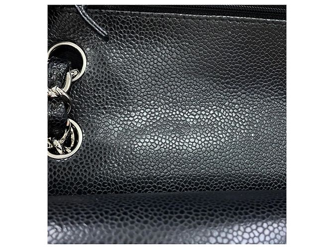 Borsa a tracolla con catena Chanel in vitello grana nera - vista 11