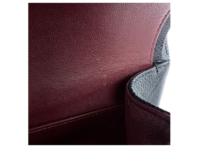 Borsa a tracolla con catena Chanel in vitello grana nera - vista 12