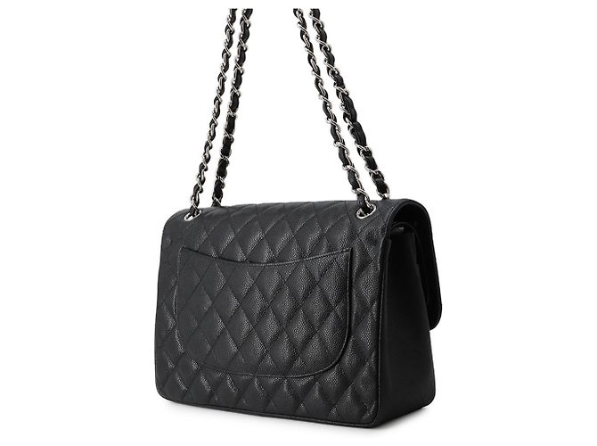 Borsa a tracolla con catena Chanel in vitello grana nera - vista 2