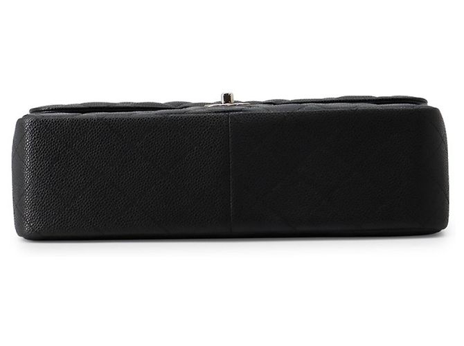 Borsa a tracolla con catena Chanel in vitello grana nera - vista 3