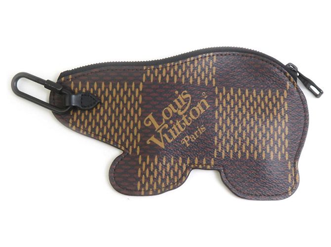 Portabiglietti Louis Vuitton in pelle marrone e bianca - vista 2