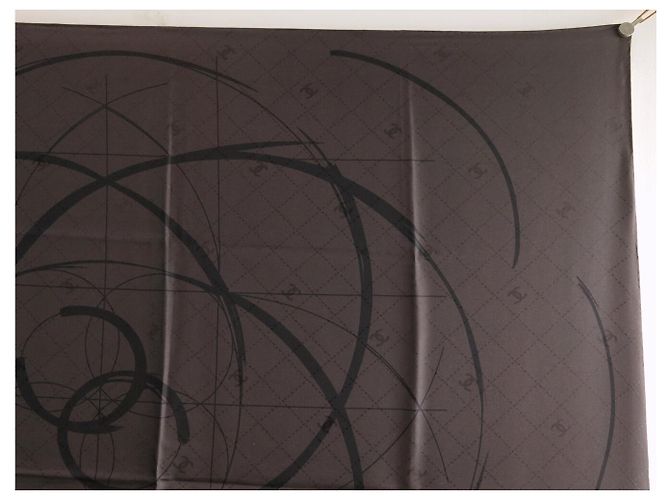 NUEVO PAÑUELO CHANEL TWILL DE SEDA CAMELIA LOGO CC CUADRADO 90 MARRÓN SILK SCARF - vista 3